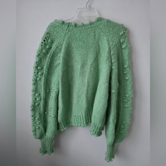 ZARA | Alpaca Wool Cardigan Sweater Green Sz L - Picture 4 of 7